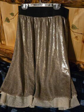 Free People Silver Metallic Skirt M EUC